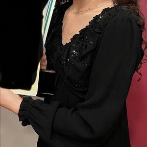 XS beaded C & L black dress